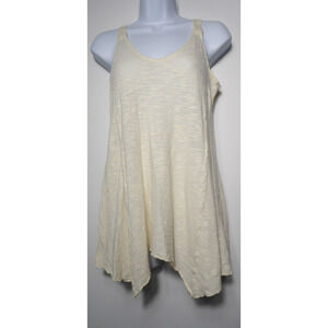 Hand Jive Wear Art XS Top Tank Shirt Woven Cream Ivory Lagenlook Woven Minimalis